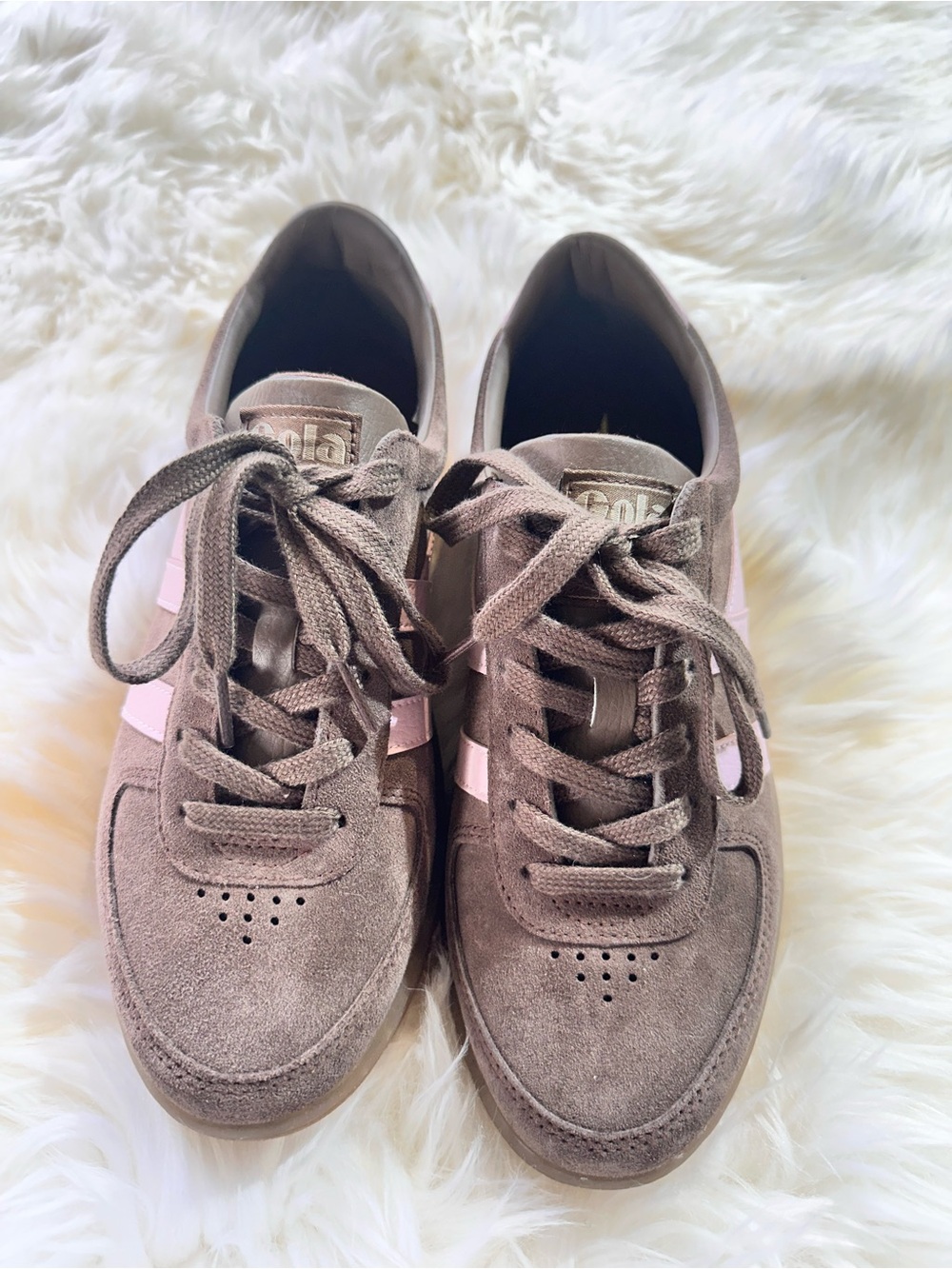 Gola Grandslam Suede Sneakers Taupe / Dusty Pink • Size EU 39
